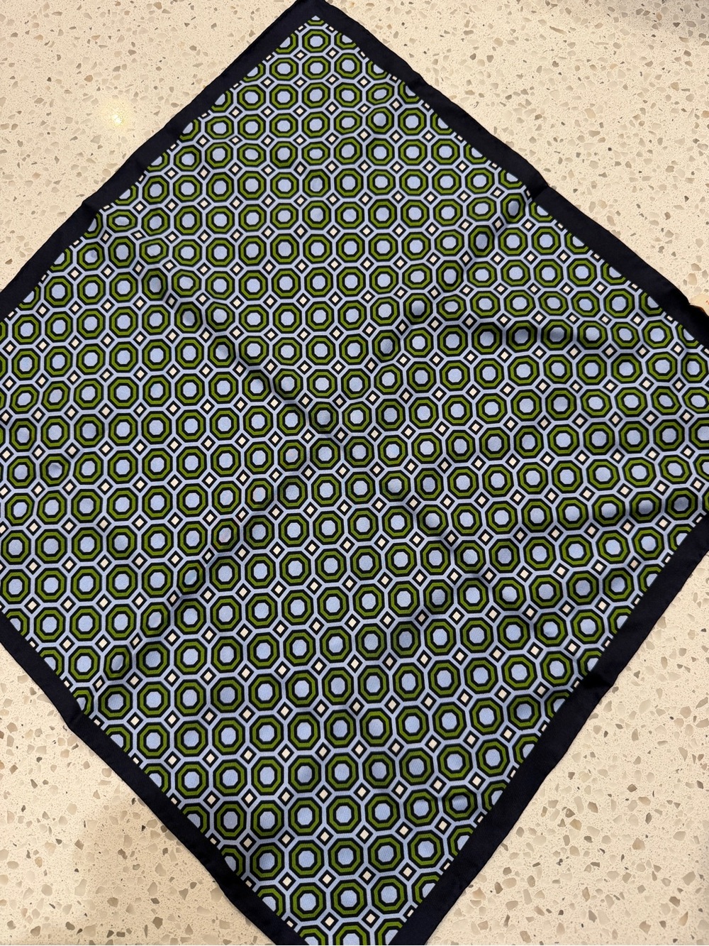 Tory Burch Silk Scarf - Green Geometric Pattern